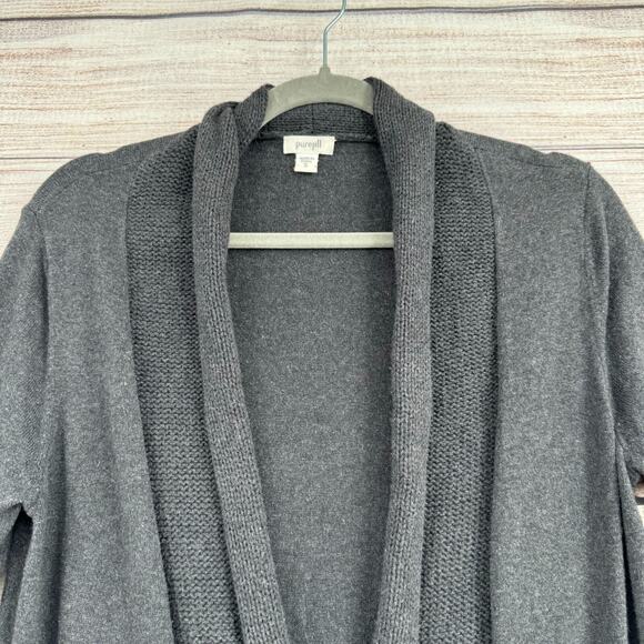 J. Jill PureJill Cashmere Blend Roll Neck Cardigan Sweater‎ Women's S Gray - Picture 3 of 8